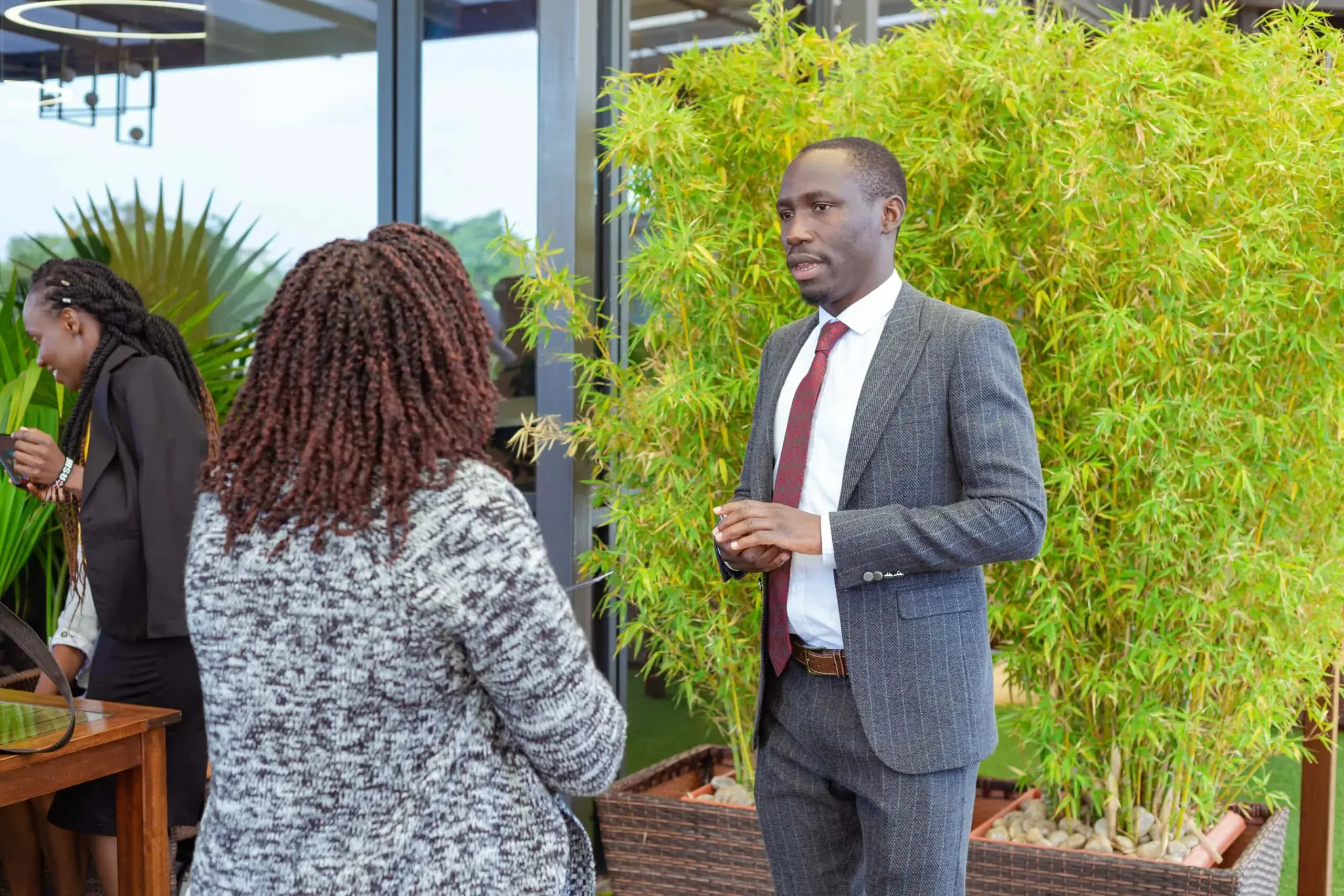 Keldine leadership speaking with guests