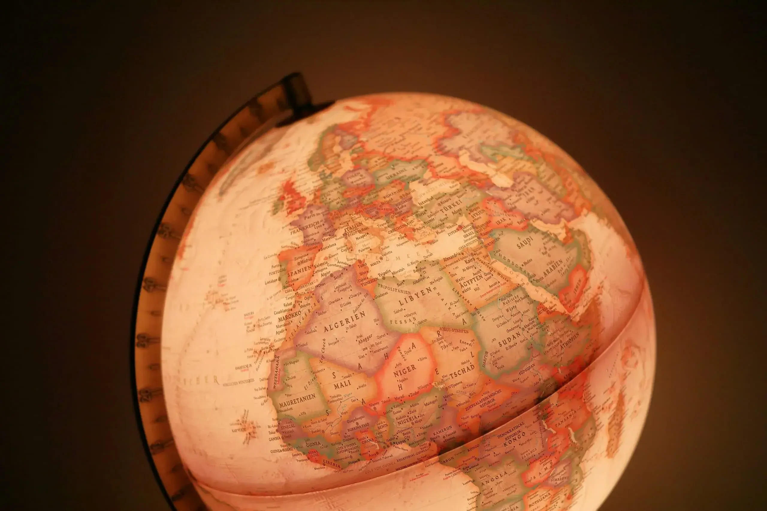 Globe focused on Africa representing diaspora tax compliance
