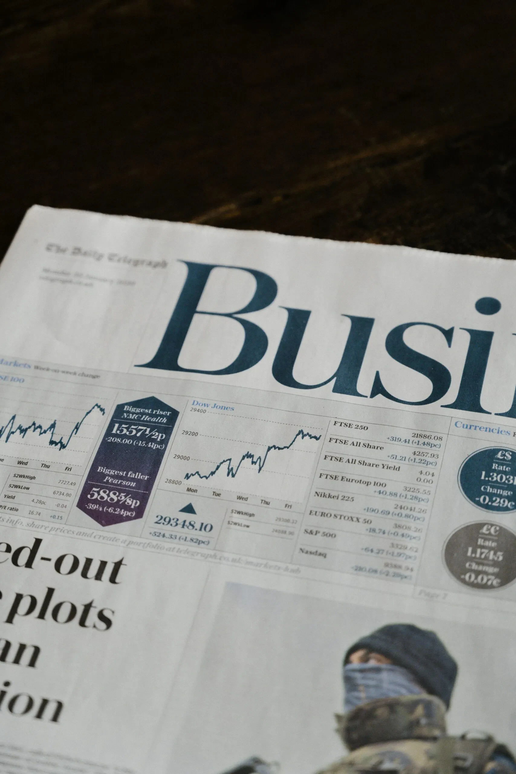 Business newspaper representing finance legislation updates